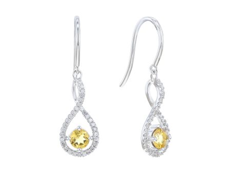 Silver Limitless Citrine & Diamond Drop Earrings For Cheap