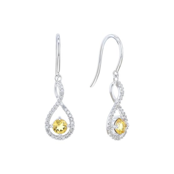 Silver Limitless Citrine & Diamond Drop Earrings For Cheap