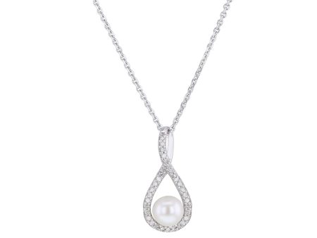 Silver Limitless Pearl & Diamond Necklace on Sale