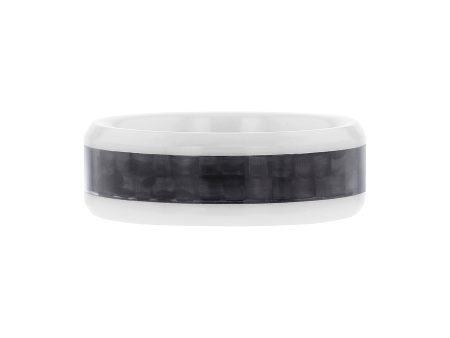 Jackson White Ceramic & Black Carbon Fiber Wedding Ring on Sale