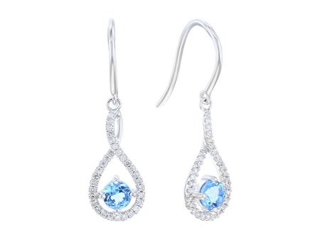 Silver Limitless Blue Topaz & Diamond Drop Earrings Cheap