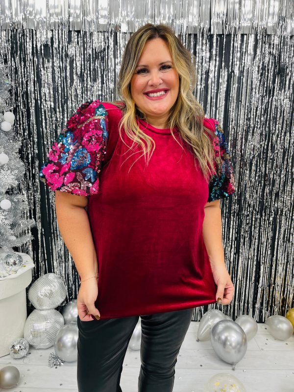 REG CURVY Midnight Magic Top In Wine Multi For Discount