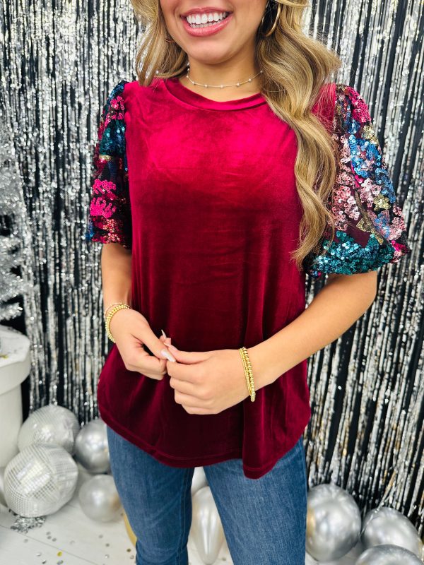 REG CURVY Midnight Magic Top In Wine Multi For Discount