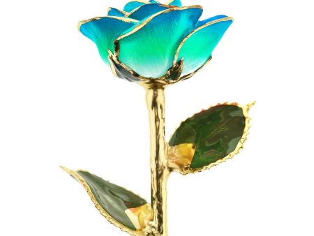 Peacock Teal 24kt Gold Dipped Rose Discount