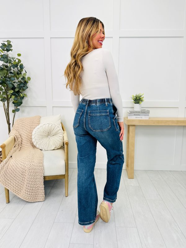 Judy Blue Tied and True Drawstring Wide Leg Jeans in Reg Curvy Hot on Sale