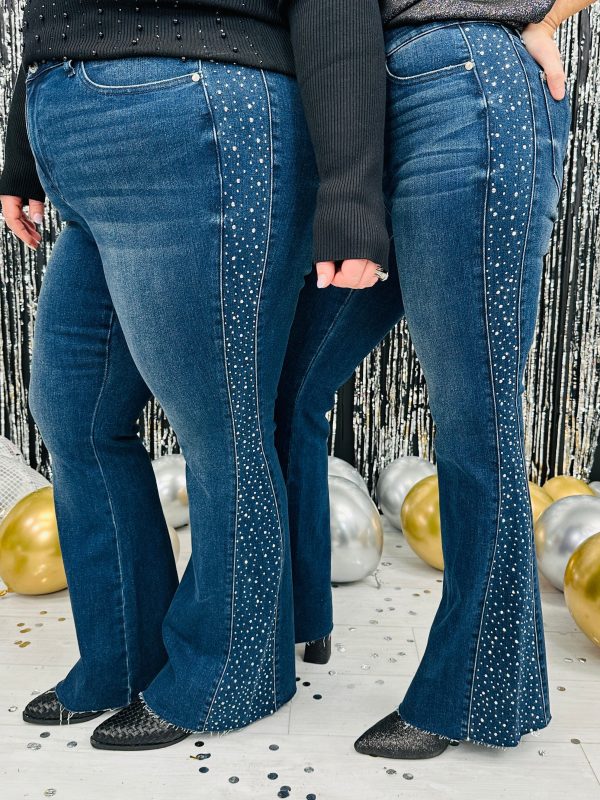 Judy Blue Dazzle Me Rhinestone Flare Jeans in Reg Curvy Online Sale