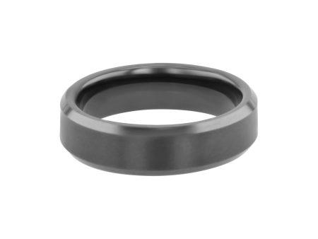 Fraser Black Ceramic Beveled Wedding Ring - 6mm Cheap