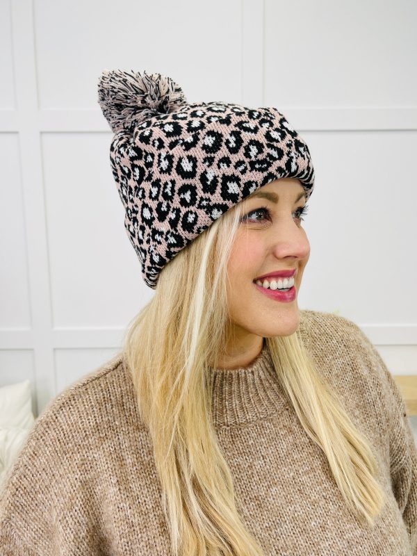 Leopard Print Pom Pom Beanie- Multiple Colors! Supply