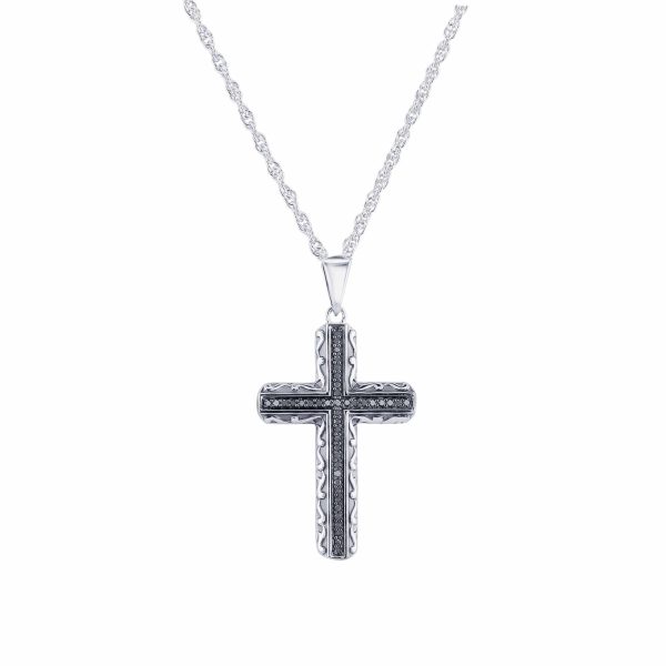 Shadow Black Diamond Cross Necklace Discount