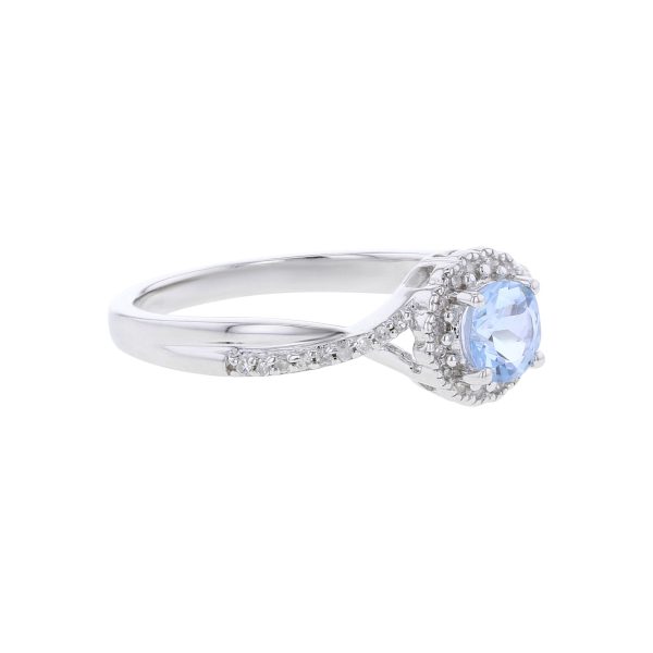 Silver Sweet Treat Aquamarine & Diamond Ring For Cheap