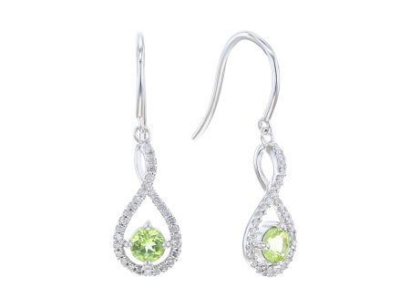 Silver Limitless Peridot & Diamond Drop Earrings For Cheap