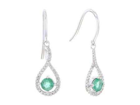 Silver Limitless Emerald & Diamond Drop Earrings Online Hot Sale