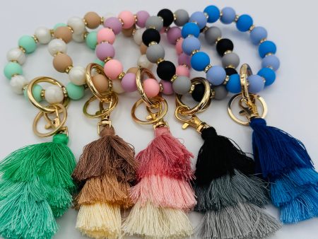 Beaded Key Ring With Tassel- Multiple Colors! Supply