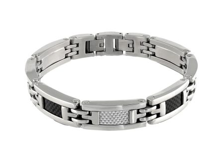 Cressida Stainless Steel and Carbon Fiber Link  Bracelet Online Sale