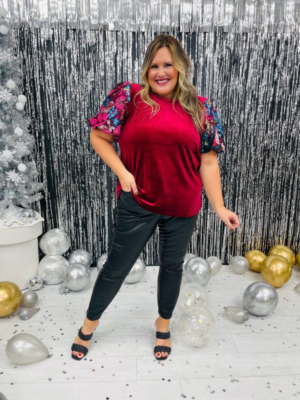 REG CURVY Midnight Magic Top In Wine Multi For Discount