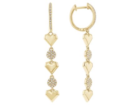 Playing Hearts Diamond Drop Earrings For Sale