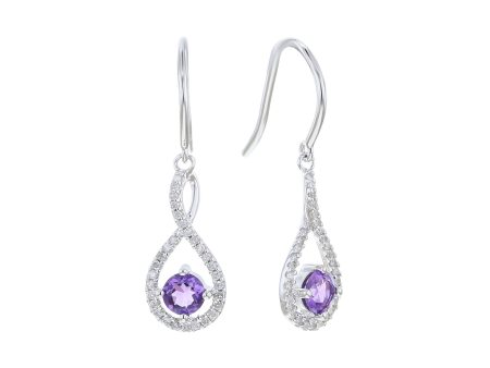 Silver Limitless Amethyst & Diamond Drop Earrings Sale