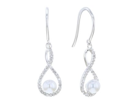 Silver Limitless Pearl & Diamond Drop Earrings Fashion