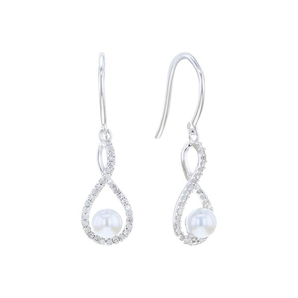 Silver Limitless Pearl & Diamond Drop Earrings Fashion