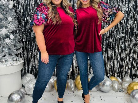 REG CURVY Midnight Magic Top In Wine Multi For Discount