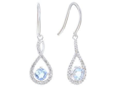 Silver Limitless Aquamarine & Diamond Drop Earrings Online Hot Sale