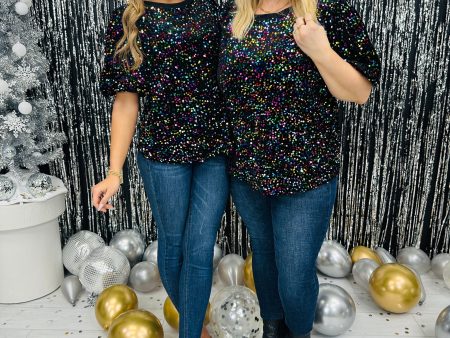 REG CURVY Starry Night Shimmer Top For Cheap