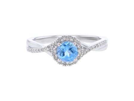 Silver Sweet Treat Blue Topaz & Diamond Ring For Sale