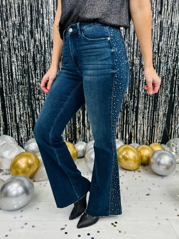 Judy Blue Dazzle Me Rhinestone Flare Jeans in Reg Curvy Online Sale