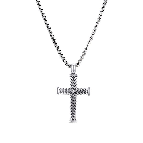 Silas Stainless Steel Chevron Cross Necklace Online Hot Sale