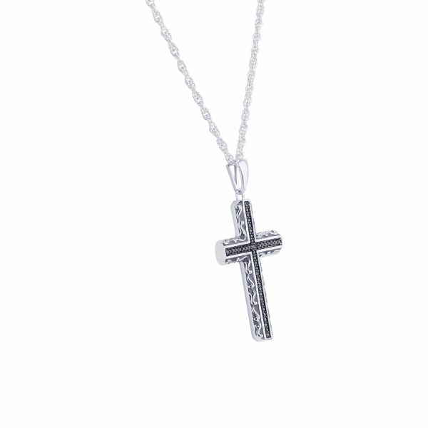 Shadow Black Diamond Cross Necklace Discount