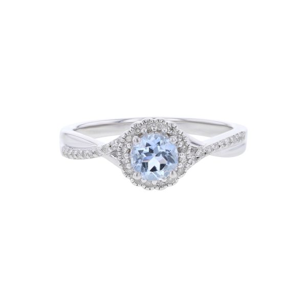 Silver Sweet Treat Aquamarine & Diamond Ring For Cheap