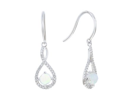 Silver Limitless Opal & Diamond Drop Earrings Cheap