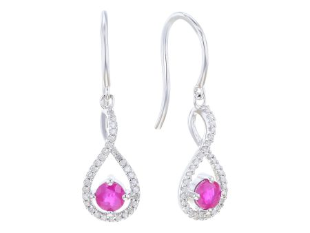 Silver Limitless Ruby & Diamond Drop Earrings Sale