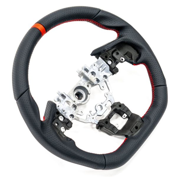 Molded Innovations OEM Plus Style Perforated Leather Steering Wheel w  Red Stitching and Red Stripe 2022-2024 WRX Online