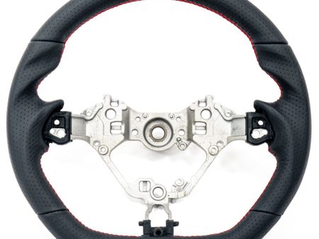 Molded Innovations OEM Plus Style Perforated Leather Steering Wheel w  Red Double Stitch 2017-2024 BRZ   2017-2021 GT86   2022-2024 GR86 For Sale