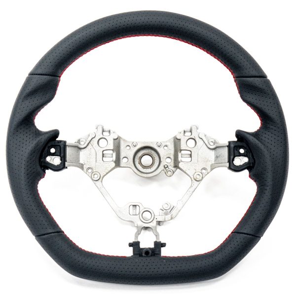 Molded Innovations OEM Plus Style Perforated Leather Steering Wheel w  Red Double Stitch 2017-2024 BRZ   2017-2021 GT86   2022-2024 GR86 For Sale