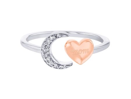 Silver Moon and Back Mom Rose Diamond Wrap Ring on Sale