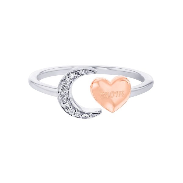 Silver Moon and Back Mom Rose Diamond Wrap Ring on Sale