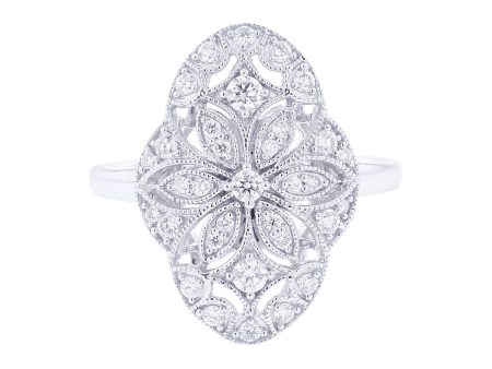 Silver Vintage Flora Diamond Ring For Cheap