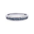 Silver Linear Blue and White Diamond Ring on Sale