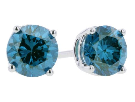 Sky Blue Diamond Stud Earrings 1 1 2ct Fashion