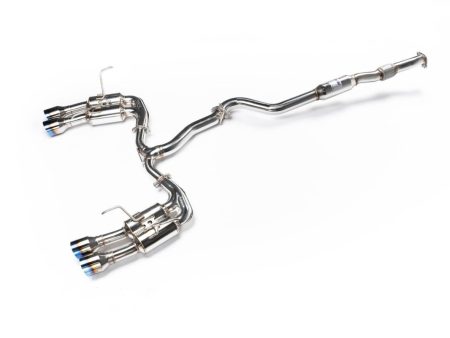 (Scratch and Dent) Invidia Gemini R400 Stainless Steel Catback Exhaust w  Titanium Quad Tips 2022-2024 WRX For Discount