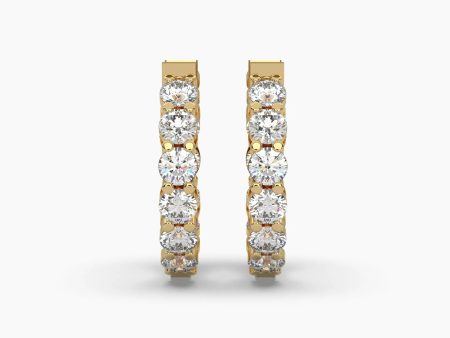 1.25ctw Round Lab Grown Diamond Pave Huggie Hoop Earrings | 14k Gold Online Sale