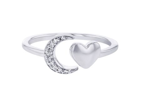 Silver Moon and Back Diamond Wrap Ring Discount