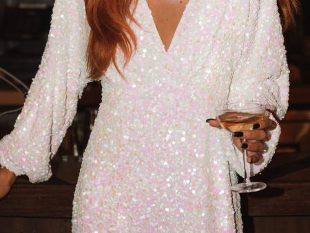 Kidman Mini Dress ~ White Sprinkle Sequins Sale