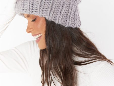 Jean Chunky Knit Beanie ~ Grey For Cheap