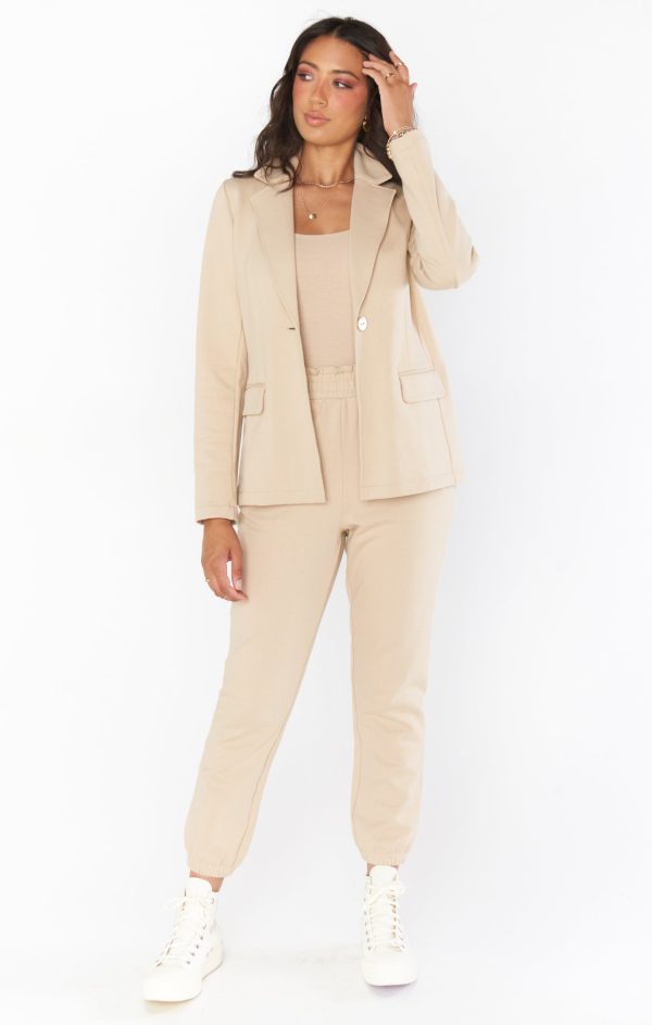 Lazy Chic Blazer ~ Tan Knit For Cheap