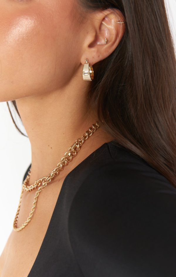 LUV AJ The Francois Ridged Hoop Earrings ~ Gold Plated For Sale