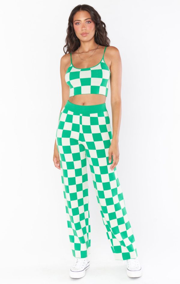 Zermatt Sweater Pant ~ Kelly Green Checker Knit For Cheap