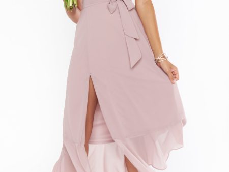 Claire Midi Dress ~ Neutral Mauve Chiffon Online now